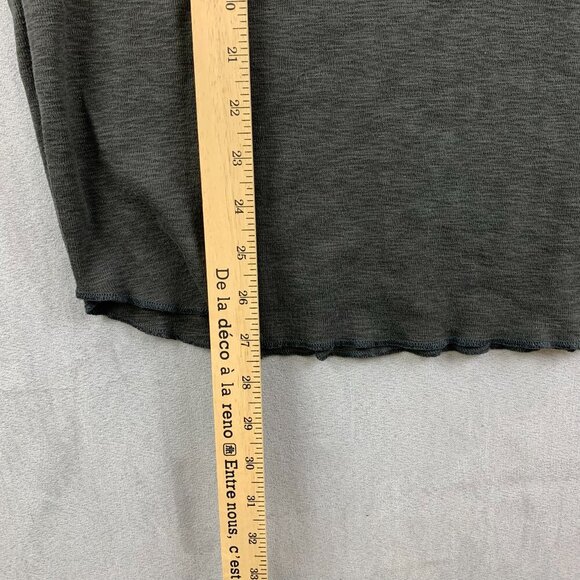 Wings + Horns Men Shirt Large Dark Gray Heather Slub Rib Henley Long Sleeve Knit - Picture 5 of 7